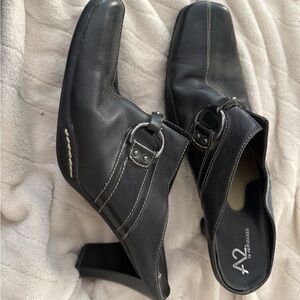 A2 by Aerosoles Black Leather mules